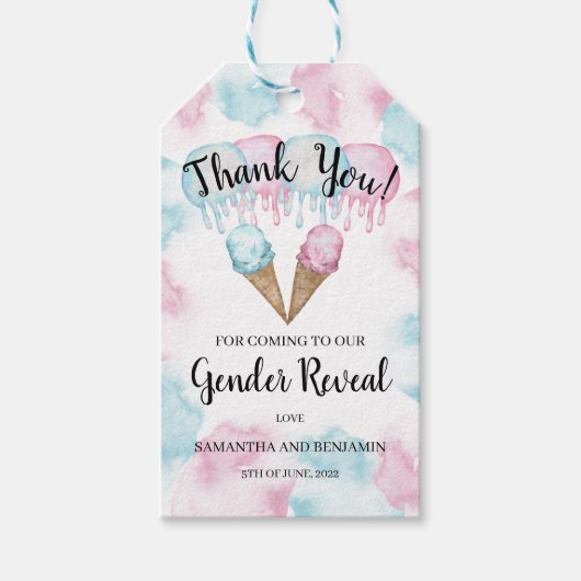 アイスクリームジェンダーがメッセージカードを明らかにする。ギフトラベル ギフトタグ (正面)