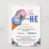 アイスクリームジェンダーのパーティの招待状 招待状 (正面)