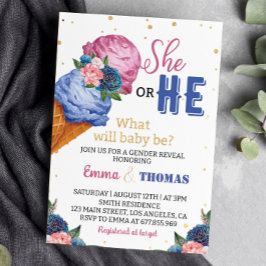 アイスクリームジェンダーのパーティの招待状 招待状