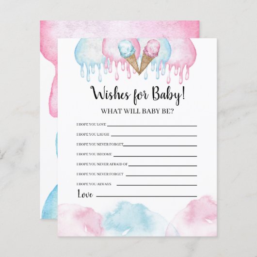 アイスクリームジェンダーはベビーカードの願いを明らかにする。 (正面/裏面)