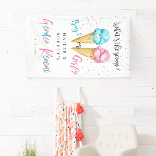 アイスクリームジェンダーパーティーウェルカムバナー 横断幕 (インサイチュ)