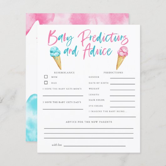 アイスクリームジェンダーベビー予測とアドバイス (正面/裏面)