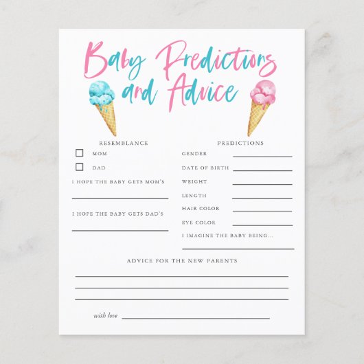 アイスクリームジェンダーベビー予測とアドバイス (正面)