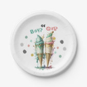 アイスクリームジェンダーリビールパーティの招待状 ペーパープレート (正面)