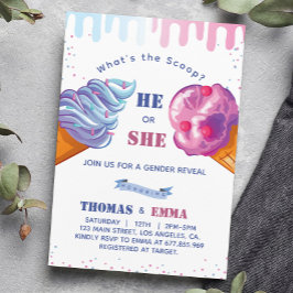 アイスクリームジェンダーリビールパーティの招待状 招待状