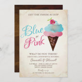 アイスクリームジェンダーリビール招待状ブルーまたはピンク 招待状 (正面/裏面)