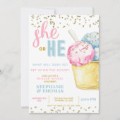 アイスクリームジェンダーリビール招待状 招待状 (正面)