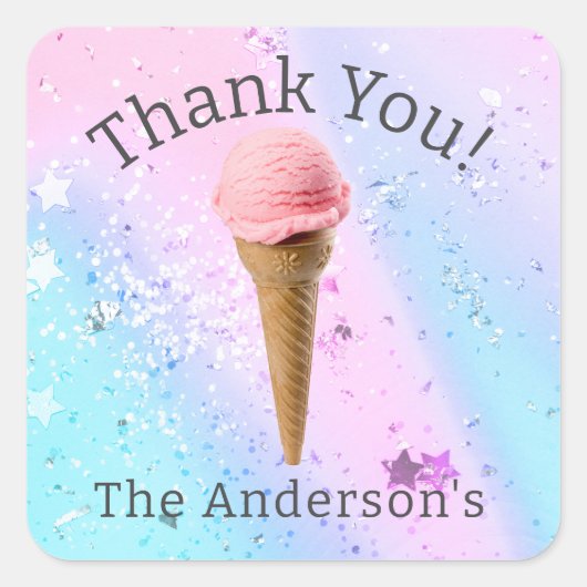 アイスクリームジェンダー明らかに感謝の少女 スクエアシール (正面)