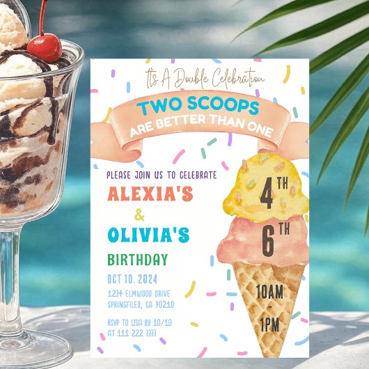 アイスクリームジョイント誕生日兄弟姉妹複合従兄弟 招待状