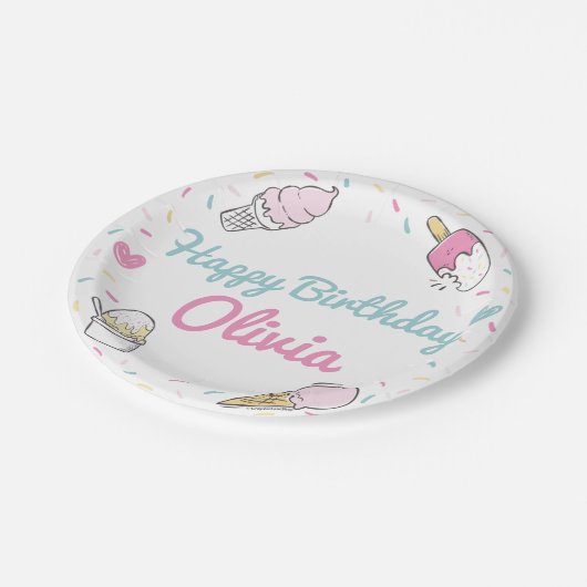 アイスクリームスイーツお祝いバースデーパーティーエイジ ペーパープレート (アングル)