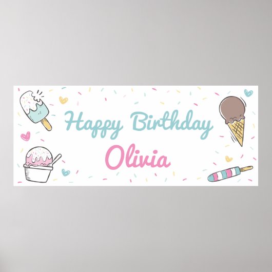 アイスクリームスイーツお祝いバースデーパーティーエイジ ポスター (正面)