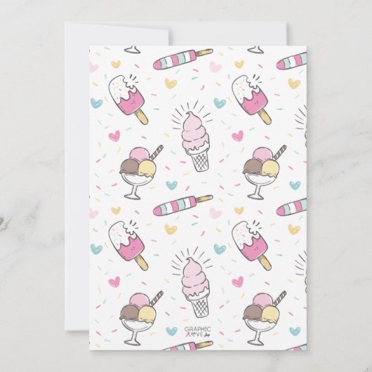 アイスクリームスイーツお祝いバースデーパーティーエイジ 招待状 (裏面)