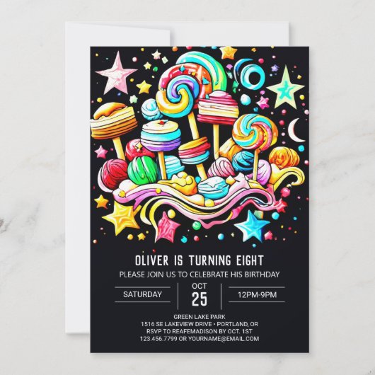 アイスクリームスイーツお祝い誕生日 招待状 (正面)