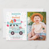 アイスクリームスイーツ誕生日アイスクリームトラックの招待 招待状 (正面)