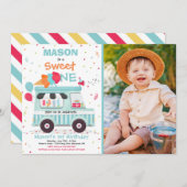 アイスクリームスイーツ誕生日アイスクリームトラックの招待 招待状 (正面/裏面)