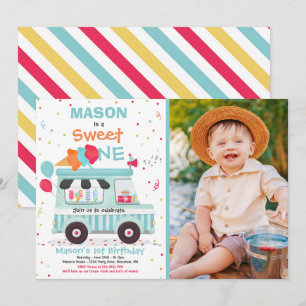 アイスクリームスイーツ誕生日アイスクリームトラックの招待 招待状