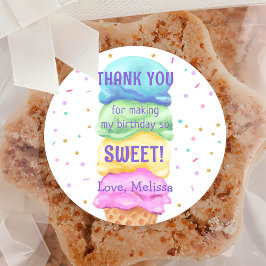 アイスクリームスイーツ誕生日クラシックラウンドステッカー ラウンドシール