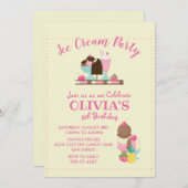 アイスクリームスイートトリートバースデーパーティー 招待状 (正面/裏面)