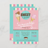 アイスクリームスウィートバースデーパーティー招待状 招待状 (正面/裏面)