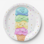 アイスクリームスウィートバースデーパーティー紙プレート ペーパープレート (正面)