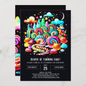 アイスクリームスウィートワンダーランド誕生日 招待状 (正面/裏面)