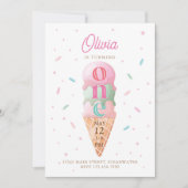 アイスクリームスウィートワンバースデーパーティー 招待状 (正面)