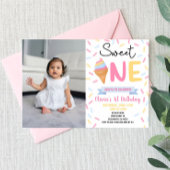 アイスクリームスウィートワンフォトファースト誕生日パーティー 招待状