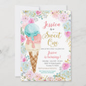 アイスクリームスウィートワン誕生日招待状 招待状 (正面)