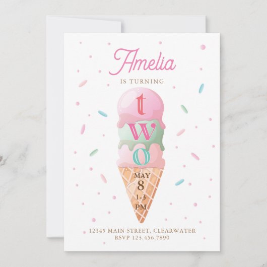 アイスクリームスウィート2nd誕生日パーティー 招待状 (正面)