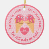 アイスクリームスクープかわいいロマンチックなバレンタインデー セラミックオーナメント (正面)