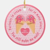 アイスクリームスクープかわいいロマンチックなバレンタインデー セラミックオーナメント (裏面)