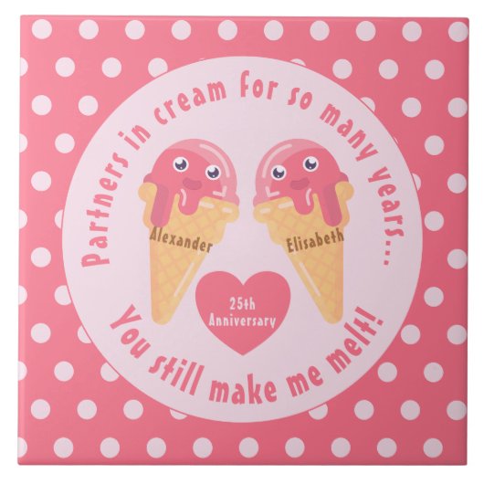アイスクリームスクープかわいいロマンチックなバレンタインデー タイル (正面)