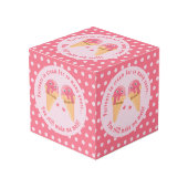 アイスクリームスクープかわいいロマンチックなバレンタインデー フォトキューブ (正面アングル)