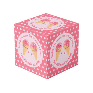 アイスクリームスクープかわいいロマンチックなバレンタインデー フォトキューブ
