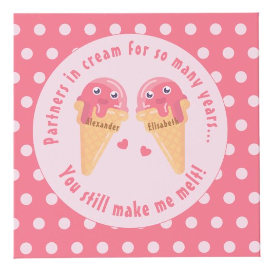 アイスクリームスクープかわいいロマンチックなバレンタインデー フォトキューブ (正面)