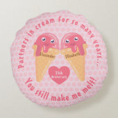 アイスクリームスクープかわいいロマンチックなバレンタインデー ラウンドクッション (裏面)