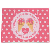 アイスクリームスクープかわいいロマンチックなバレンタインデー ラージペーパーバッグ (正面)