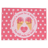 アイスクリームスクープかわいいロマンチックなバレンタインデー ラージペーパーバッグ (裏面)