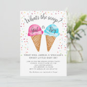 アイスクリームスクープの性別リビールパーティー 招待状 (スタンド正面)