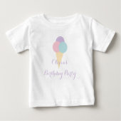 アイスクリームスクープカラフルパステル誕生日パーティー ベビーTシャツ (正面)