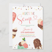 アイスクリームスクープガール誕生日招待状 招待状 (正面)