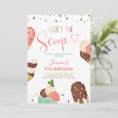 アイスクリームスクープガール誕生日招待状 招待状 (スタンド正面)