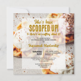 アイスクリームスクープハート形ワッフルブライダルシャワー 招待状