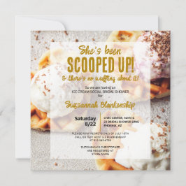 アイスクリームスクープハート形ワッフルブライダルシャワー 招待状