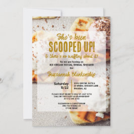 アイスクリームスクープハート形ワッフルブライダルシャワー 招待状