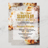 アイスクリームスクープハート形ワッフルブライダルシャワー 招待状 (正面/裏面)