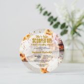 アイスクリームスクープハート形ワッフルラウンドシャワー 招待状 (スタンド正面)