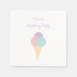 アイスクリームスクープパステルカラフル誕生日パーティー スタンダードカクテルナプキン