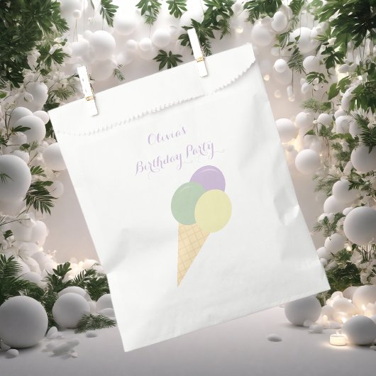 アイスクリームスクープパステルカラフル誕生日パーティー フェイバーバッグ