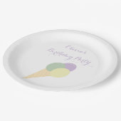 アイスクリームスクープパステルカラフル誕生日パーティー ペーパープレート (アングル)